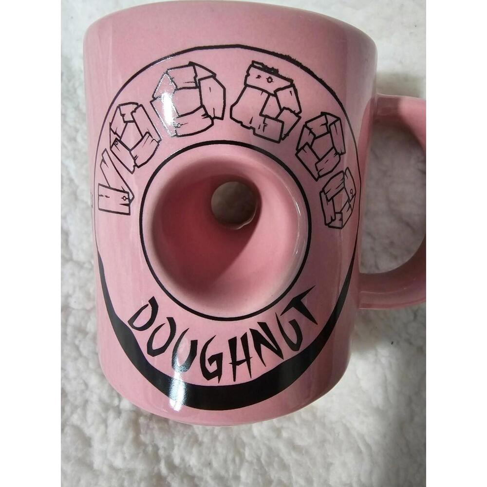 VOODOO Doughnut Coffee Mug Pink & Black "The Magic Is In The Hole" 4.25" Novelty - Picture 2 of 11
